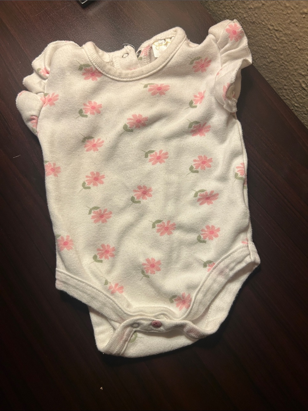 Jessica Simpson White Baby One-Piece with Pink Floral Print